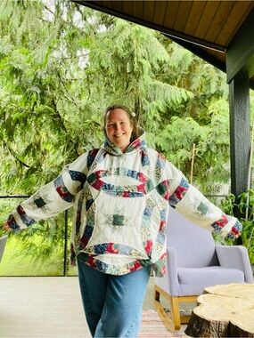 Handmade wedding ring quilted hoodie OS